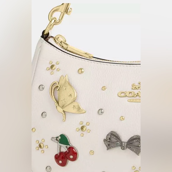 NWT Coach Teri Shoulder Bag with Pins, Pebble Leather Chalk New 2025. - Picture 10 of 16